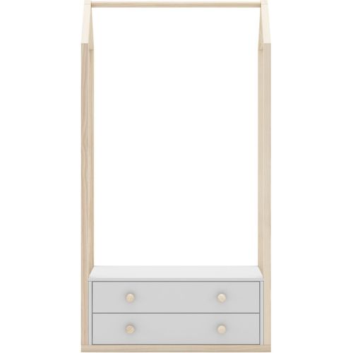 Penderie Cabane Enfant 2 Tiroirs En Bois Blanc 80 Cm - Elise