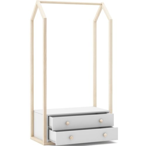 Penderie Cabane Enfant 2 Tiroirs En Bois Blanc 80 Cm - Elise
