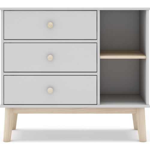 Commode Enfant 3 Tiroirs En Bois Blanc 90 Cm - Elise