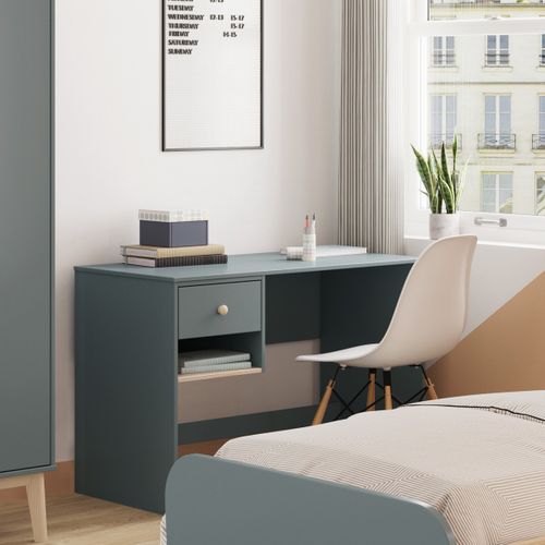 Bureau Enfant 1 Tiroir En Bois Vert Kaki 110 Cm Elise