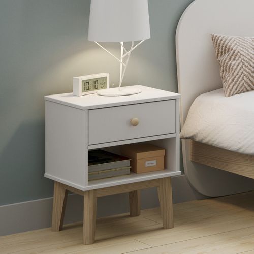 Table De Chevet Enfant 1 Tiroir En Bois Blanc - Elise