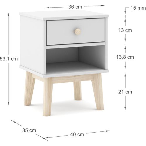 Table De Chevet Enfant 1 Tiroir En Bois Blanc - Elise