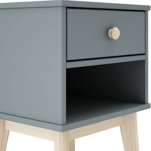 Table De Chevet Enfant 1 Tiroir En Bois Vert Kaki - Elise