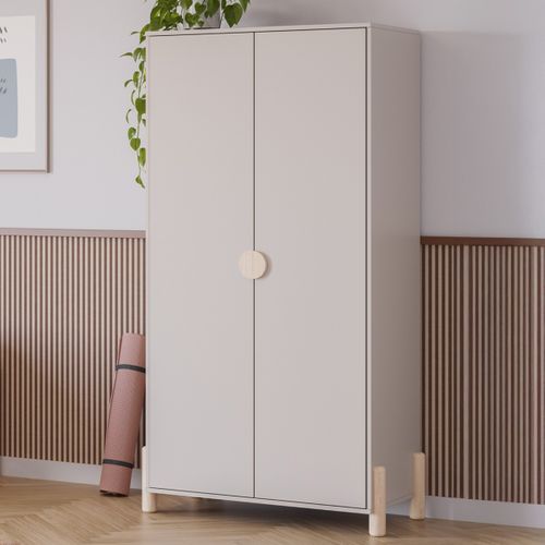 Armoire Enfant 2 Portes En Bois Beige 92 Cm - Bastien