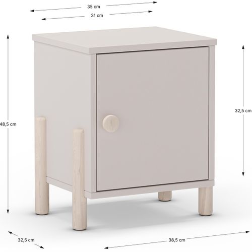 Table De Chevet Enfant 1 Porte En Bois Beige - Bastien