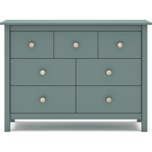 Commode Enfant 7 Tiroirs En Bois Massif Vert Pétrole 110 - Melvin