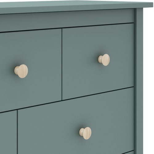 Commode Enfant 7 Tiroirs En Bois Massif Vert Pétrole 110 - Melvin