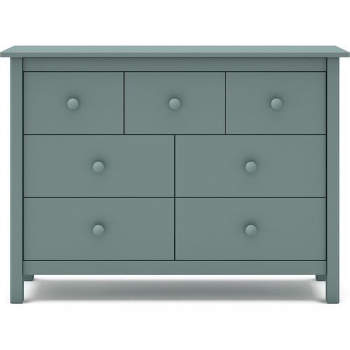 Commode Enfant 7 Tiroirs En Bois Massif Vert Pétrole 110 - Melvin