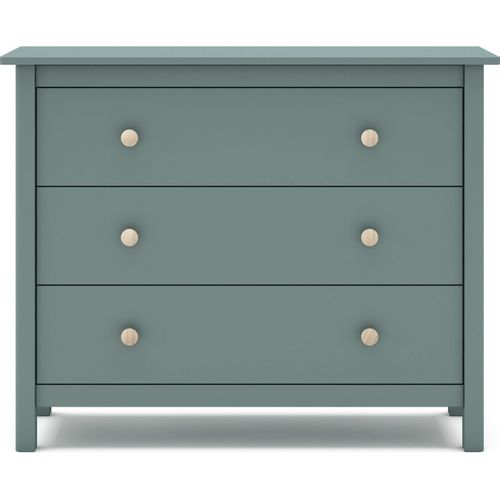 Commode Enfant 3 Tiroirs En Bois Massif Vert Pétrole 100 - Melvin