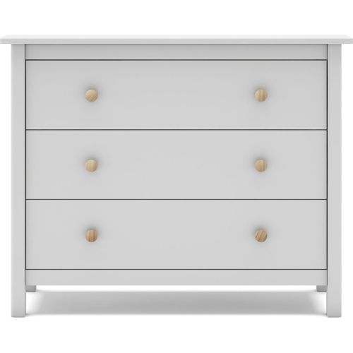 Commode Enfant 3 Tiroirs En Bois Massif Blanc 100 Cm - Melvin