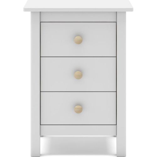 Table De Chevet Enfant 3 Tiroirs En Bois Massif Blanc - Melvin