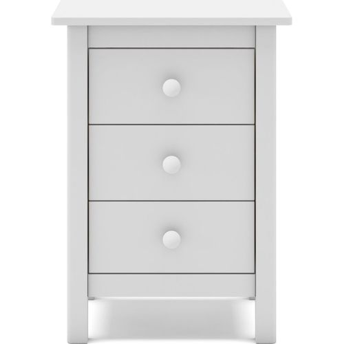 Table De Chevet Enfant 3 Tiroirs En Bois Massif Blanc - Melvin