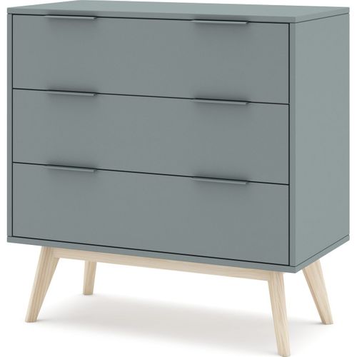 Commode 3 Tiroirs En Bois Vert Kaki 80 Cm - Piera