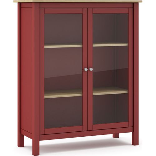 Vaisselier 2 Portes En Bois Massif Rouge 110 Cm - Macha
