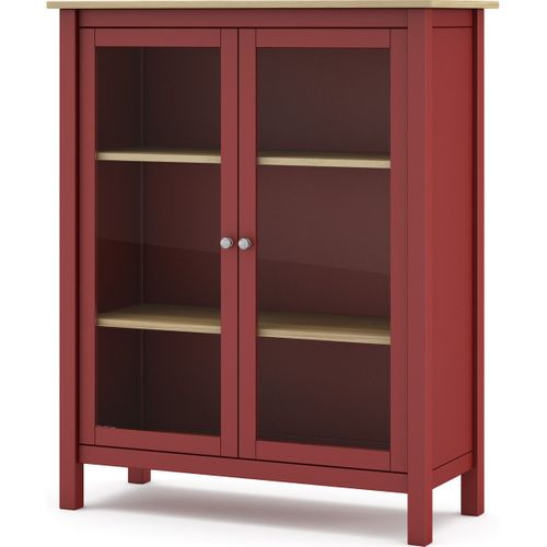 Vaisselier 2 Portes En Bois Massif Rouge 110 Cm - Macha