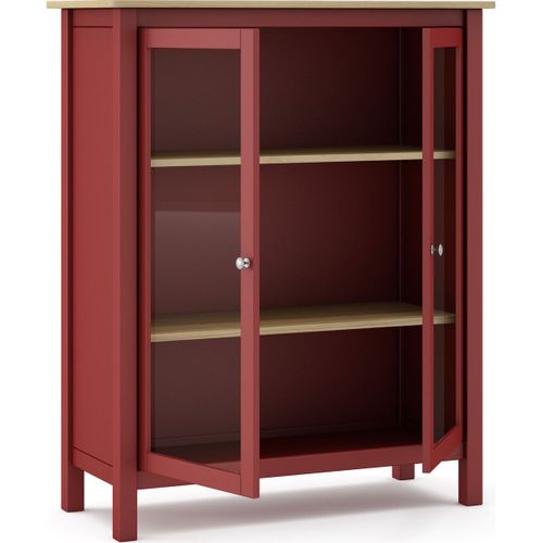 Vaisselier 2 Portes En Bois Massif Rouge 110 Cm - Macha