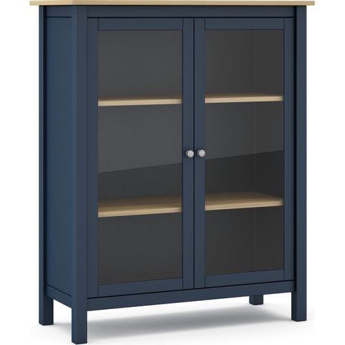 Vaisselier 2 Portes En Bois Massif Bleu Foncé 110 Cm - Macha