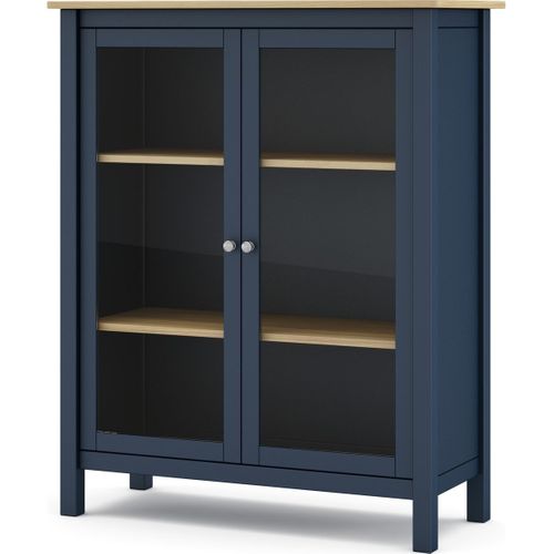 Vaisselier 2 Portes En Bois Massif Bleu Foncé 110 Cm - Macha