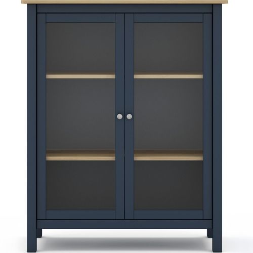 Vaisselier 2 Portes En Bois Massif Bleu Foncé 110 Cm - Macha