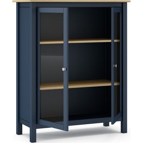 Vaisselier 2 Portes En Bois Massif Bleu Foncé 110 Cm - Macha