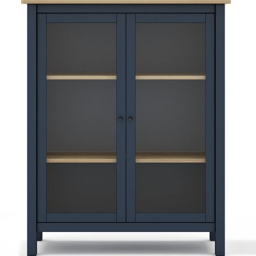 Vaisselier 2 Portes En Bois Massif Bleu Foncé 110 Cm - Macha
