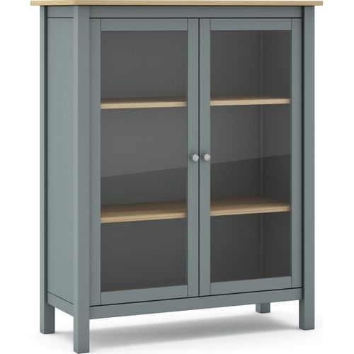 Vaisselier 2 Portes En Bois Massif Vert Kaki 110 Cm - Macha