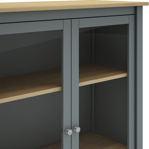 Vaisselier 2 Portes En Bois Massif Vert Kaki 110 Cm - Macha