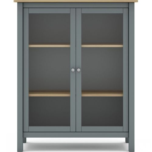 Vaisselier 2 Portes En Bois Massif Vert Kaki 110 Cm - Macha