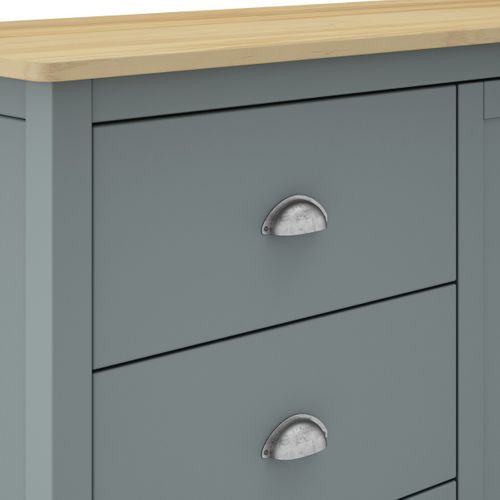 Buffet 2 Portes 3 Tiroirs En Bois Massif Vert Kaki 150 Cm - Macha