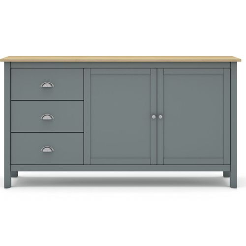 Buffet 2 Portes 3 Tiroirs En Bois Massif Vert Kaki 150 Cm - Macha