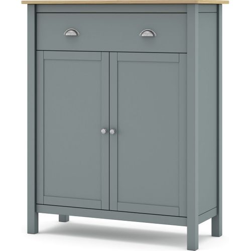 Buffet 2 Portes 1 Tiroir En Bois Massif Vert Kaki 90 Cm - Macha