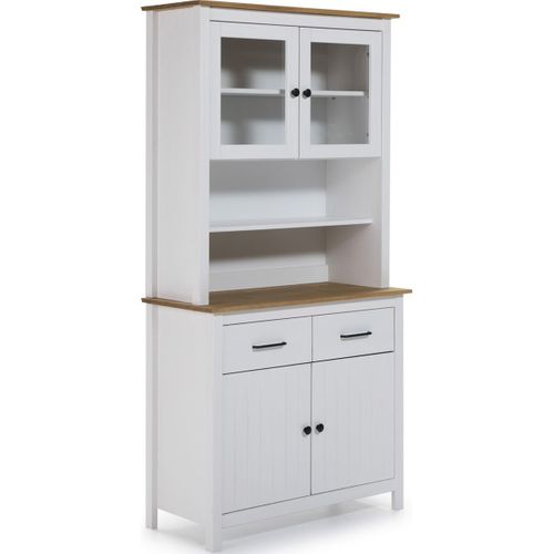 Vaisselier 4 Portes 2 Tiroirs En Bois Massif Blanc - Ida