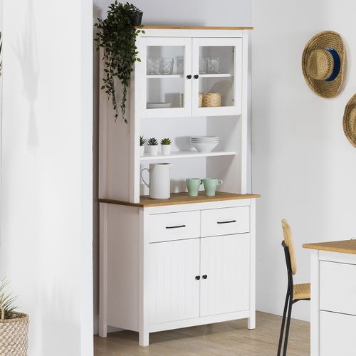 Vaisselier 4 Portes 2 Tiroirs En Bois Massif Blanc - Ida