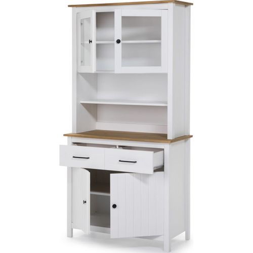 Vaisselier 4 Portes 2 Tiroirs En Bois Massif Blanc - Ida