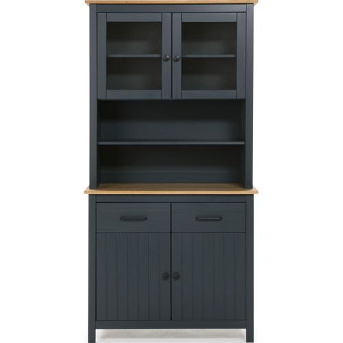 Vaisselier 4 Portes 2 Tiroirs En Bois Massif Bleu H180 Cm - Ida