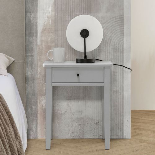 Table De Chevet 1 Tiroir En Bois Gris Clair - Stan