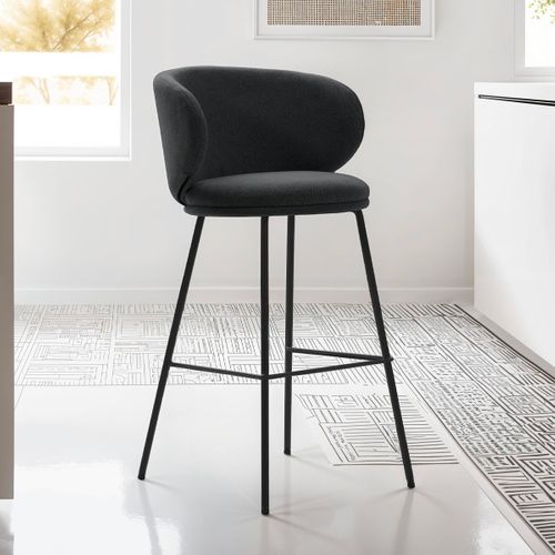 Lot De 2 Tabourets De Bar En Tissu Gris Foncé - Cocoon