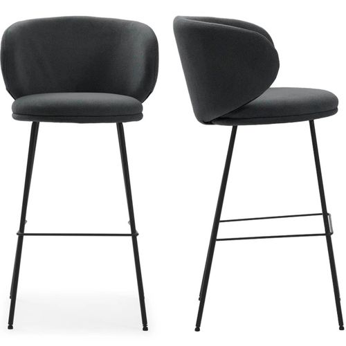 Lot De 2 Tabourets De Bar En Tissu Gris Foncé - Cocoon