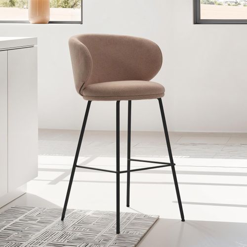 Lot De 2 Tabourets De Bar En Tissu Rose Pâle - Cocoon
