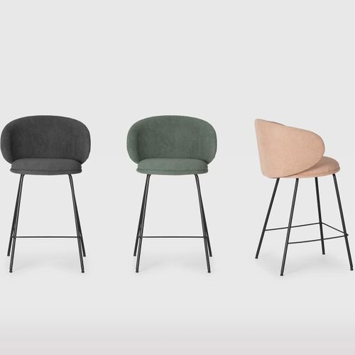 Lot De 2 Tabourets De Bar En Tissu Rose Pâle - Cocoon