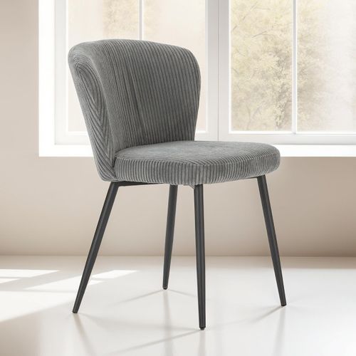 Lot De 4 Chaises En Velours Côtelé Gris - Klara