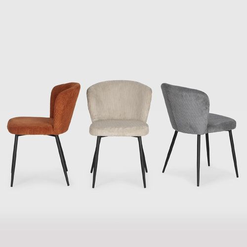 Lot De 4 Chaises En Velours Côtelé Gris - Klara