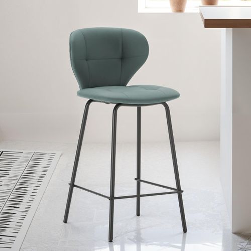 Lot De 2 Tabourets De Bar En Tissu Vert - Svea