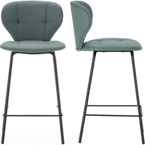 Lot De 2 Tabourets De Bar En Tissu Vert - Svea