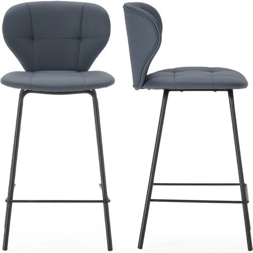 Lot De 2 Tabourets De Bar En Tissu Gris Foncé - Svea
