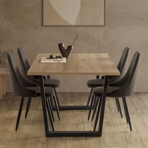 Lot De 4 Chaises En Tissu Gris Foncé - Soan