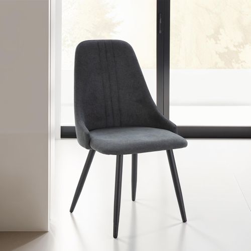 Lot De 4 Chaises En Tissu Gris Foncé - Soan