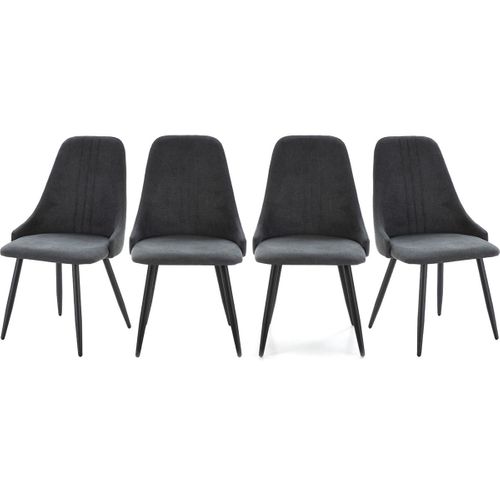Lot De 4 Chaises En Tissu Gris Foncé - Soan