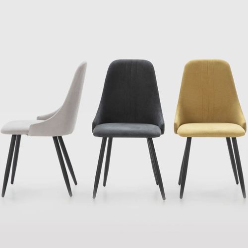 Lot De 4 Chaises En Tissu Gris Foncé - Soan