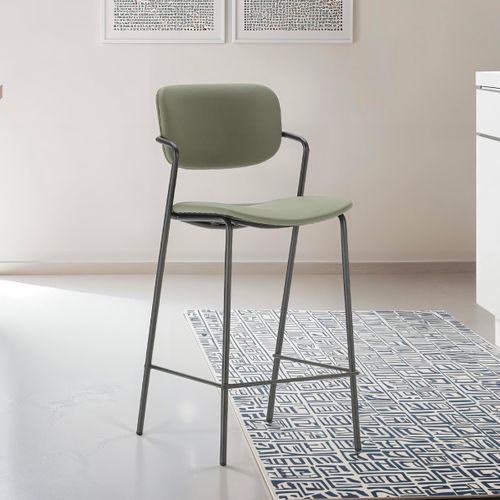 Lot De 2 Tabourets De Bar En Simili Vert Olive - Skandi